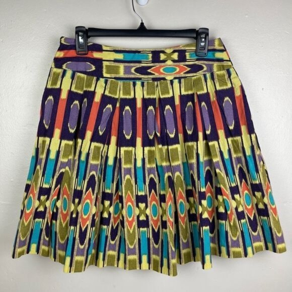W Work to Weekend Pleated Skirt 28x20 sz 8 - colorful fun party geometric - Picture 2 of 11